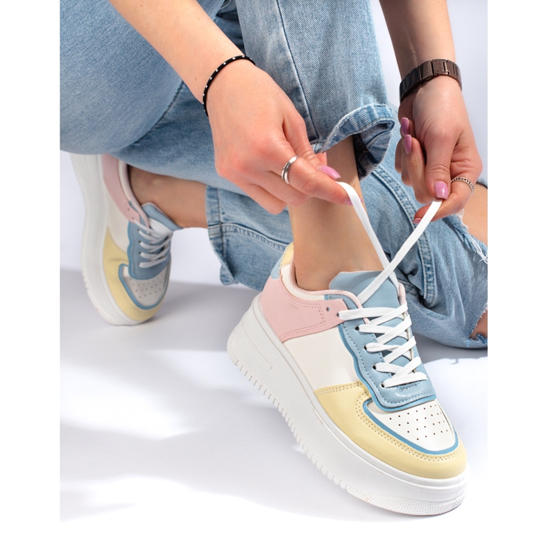 Többszínű tornacipő vastag Shelovet platformon rózsaszín 1