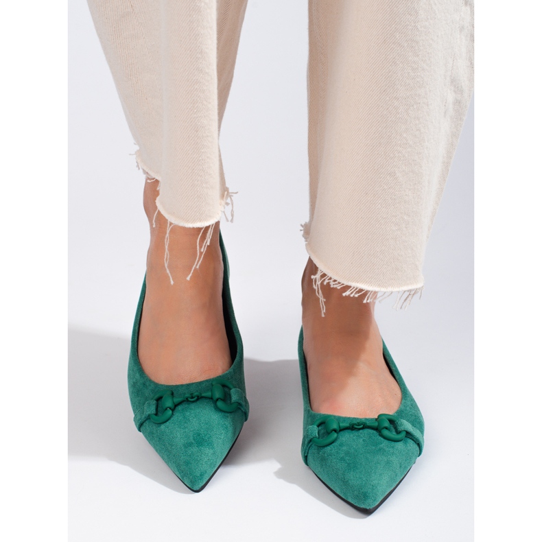 Shelovet női zöld velúr balerinák 1