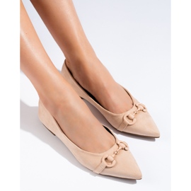 Női bézs velúr Shelovet balerinák 1