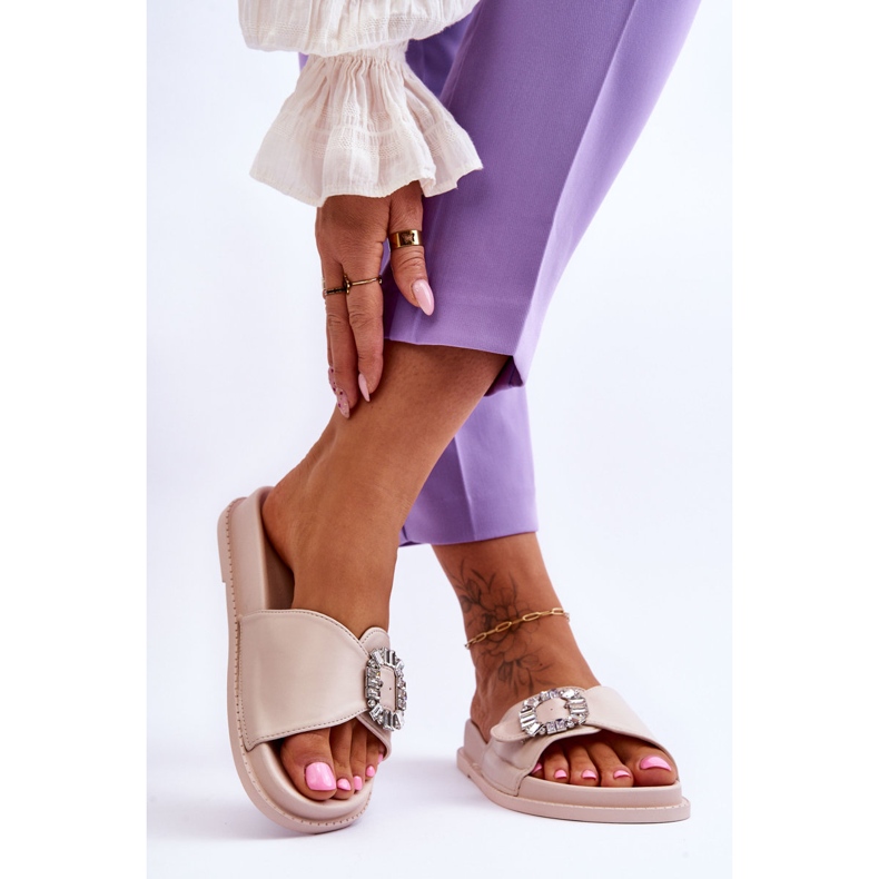 BM Női Platform papucs Beneca Beneca díszítéssel bézs 2