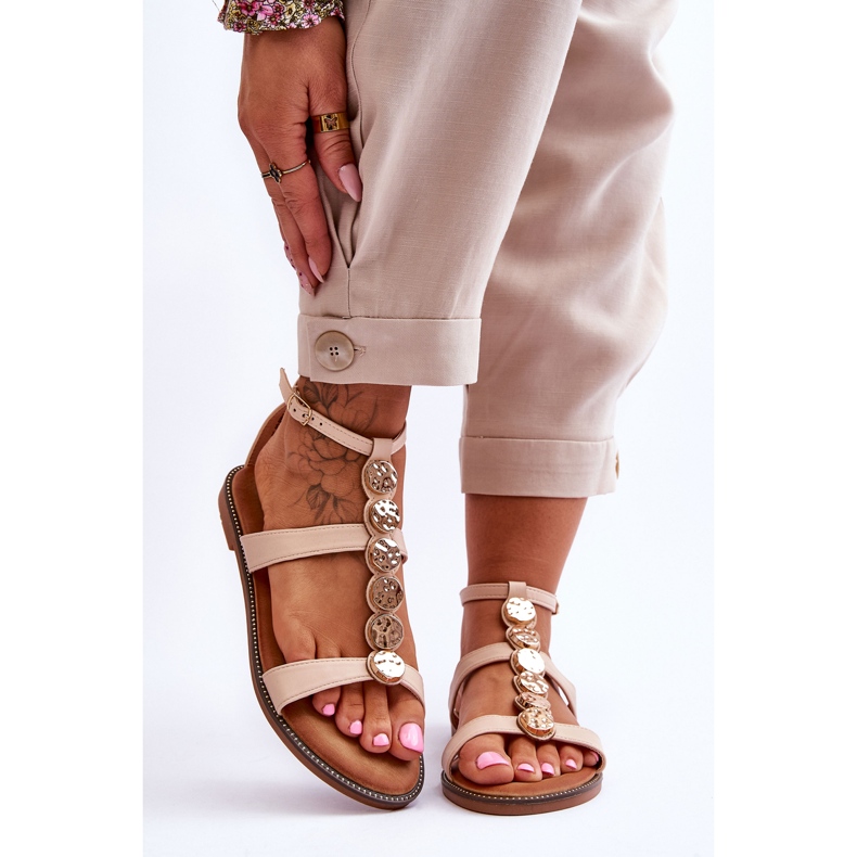 PG1 Női szandál dekoratív övvel bézs színű Rochelle 1