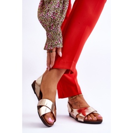 Lemar Arany Addison tépőzáras bőr szandál aranysárga 2