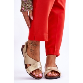 Lemar Arany és bézs Addison tépőzáras bőr szandál 1