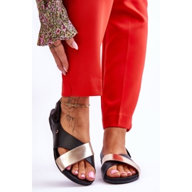 Lemar Bőr szandál fekete és arany Addison színnel 1