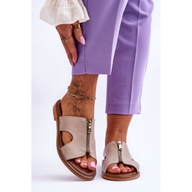 Lemar Női papucs bézs színű, dekoratív cipzárral 1 Lemar Női papucs bézs színű, dekoratív cipzárral 1