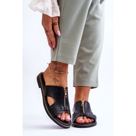 Lemar Női papucs fekete Clarence dekoratív cipzárral 1