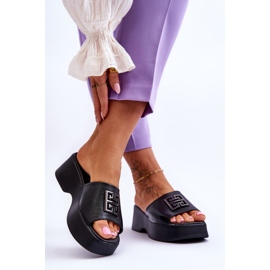 Lemar Női bőr papucs díszítéssel, fekete Renna 2