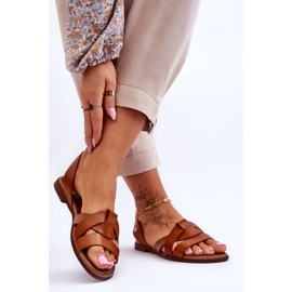 Zazoo Kényelmes barna Kayla bőr szandál 2