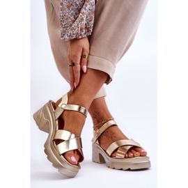 PS1 Női arany Hillary szandál masszív sarkú cipővel aranysárga 2