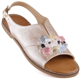 Fémes lapos szandál Vinceza W 17238 arany kristályokkal aranysárga 1