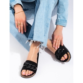 W. Potocki Női fekete velúr papucs Potocki lánccal 1 W. Potocki Női fekete velúr papucs Potocki lánccal 1