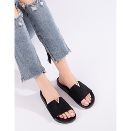 Klasszikus velúr fekete női Shelovet papucs 1