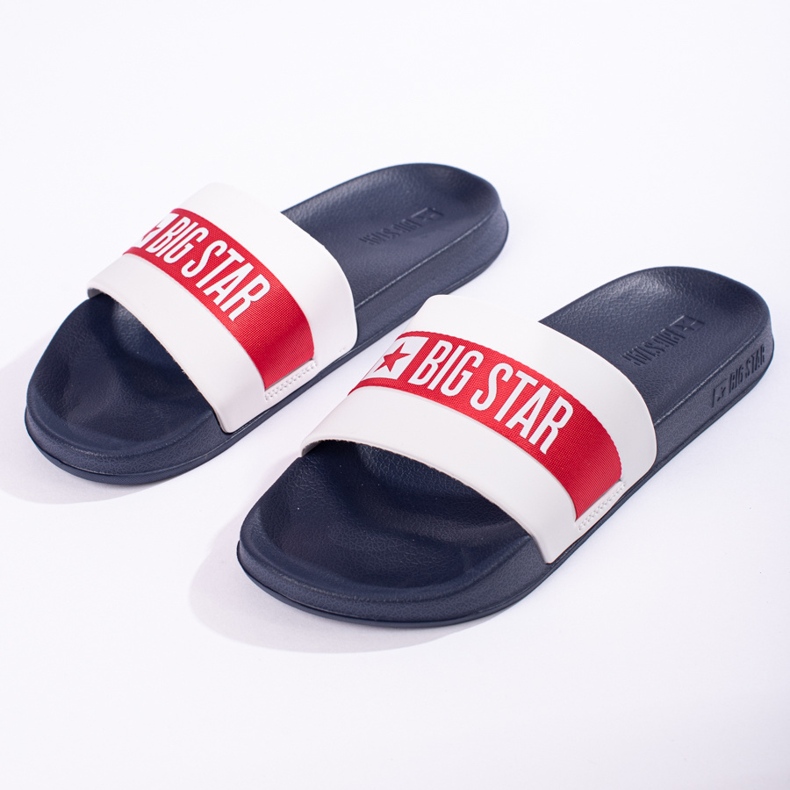 Világos férfi papucs Big Star LL174455 sötétkék fehér 2