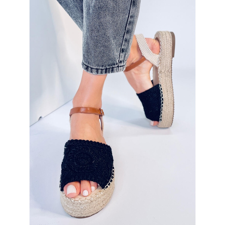 Boho Ingram fekete espadrill szandál 2