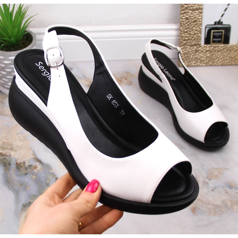 Női ékszandál fehér Sergio Leone SK853 1