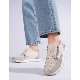 Shelvt női bőr sportcipő, bézs 1