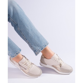 Shelvt női bőr sportcipő, bézs 2