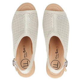 Bézs/arany Filippo áttört bőrszandál DS4475 aranysárga 5