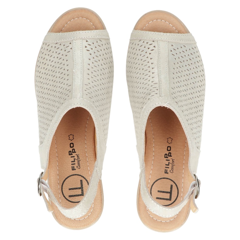 Bézs/arany Filippo áttört bőrszandál DS4475 aranysárga 5