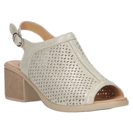 Bézs/arany Filippo áttört bőrszandál DS4475 aranysárga 3