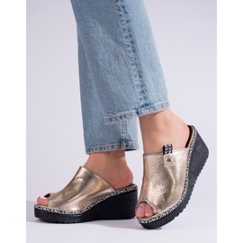 Női arany Shelovet ékpapucs aranysárga 2