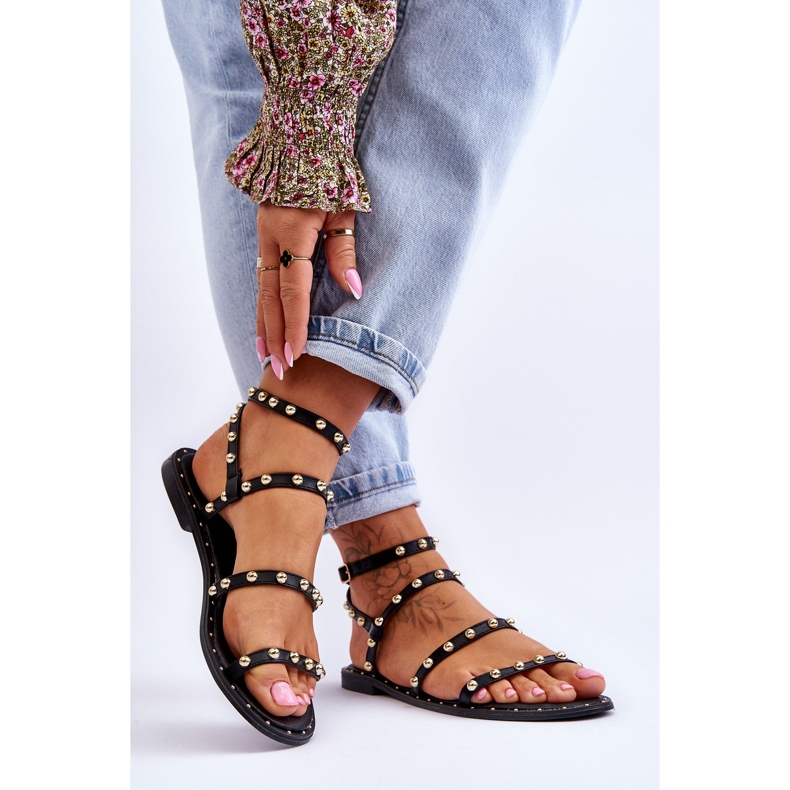 PG1 Női szandál dekoratív szegecsekkel, fekete Dorothy 2