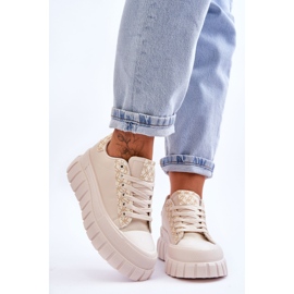 PG1 Női bőr tornacipő bézs Alison 1