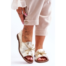 Női bőr balerinas Zazoo 2660/007 arany aranysárga 1