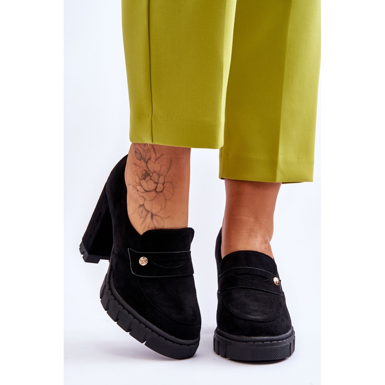 Vinceza Elegáns velúr magassarkú fekete Mintore 1