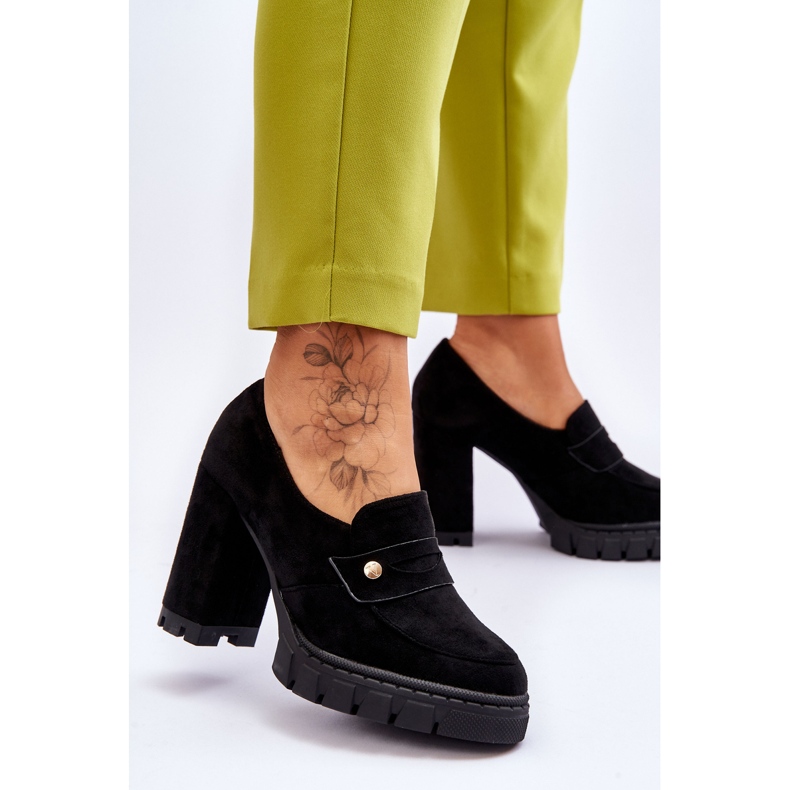 Vinceza Elegáns velúr magassarkú fekete Mintore 2