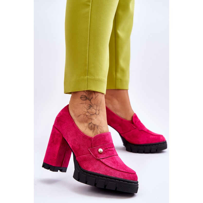 Vinceza Elegáns velúr magassarkú Fuchsia Mintore rózsaszín 2