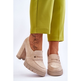 Vinceza Elegáns velúr magassarkú bézs Mintore 1