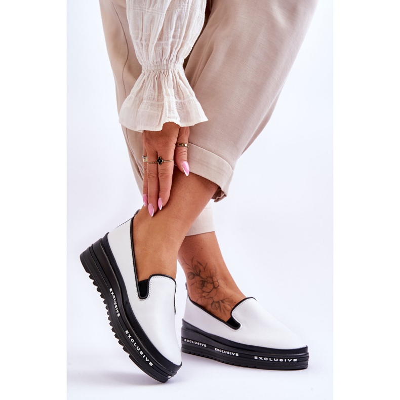 S.Barski Felcsúsztatható bőr tornacipő, fehér Madeline 2