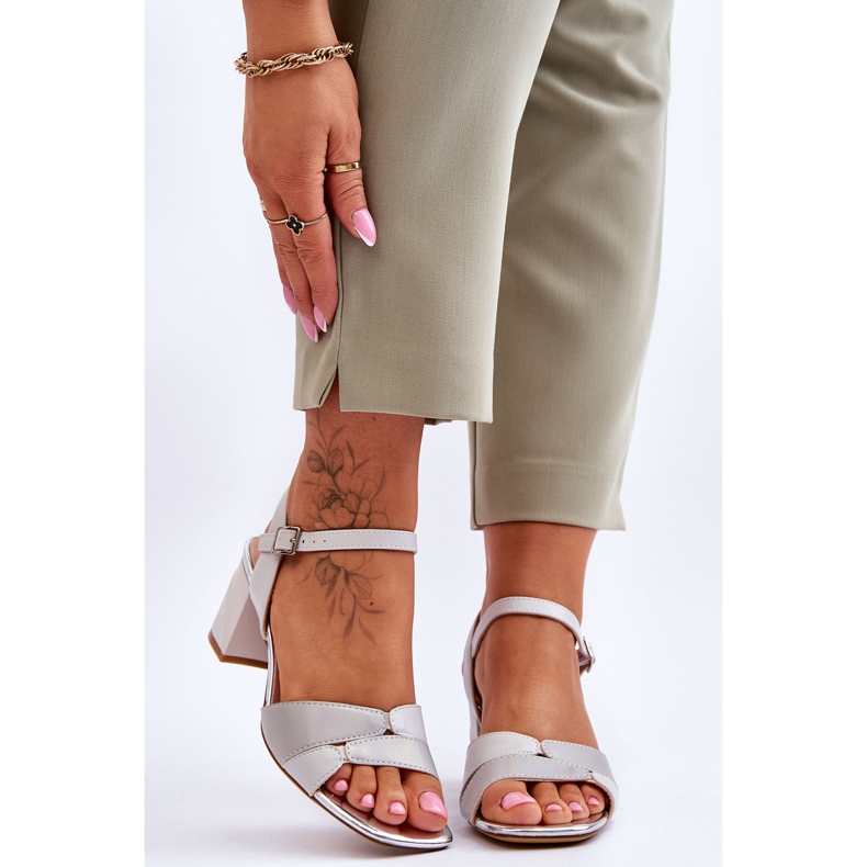 Sergio Leone SK898 szürke alacsony sarkú szandál 1