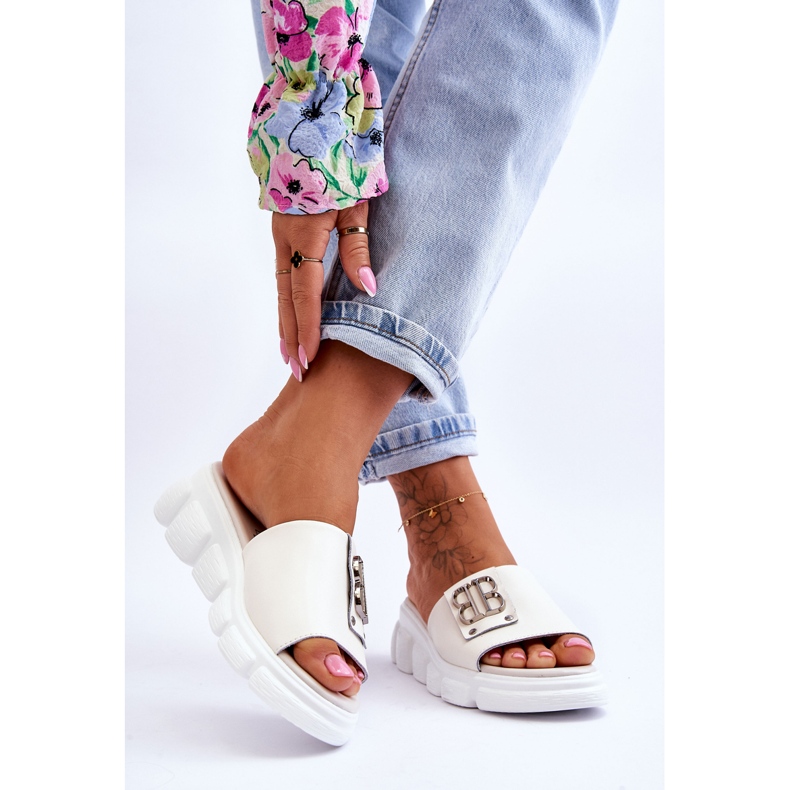 Vinceza Női Platform papucs bézs Monroe díszítéssel 2