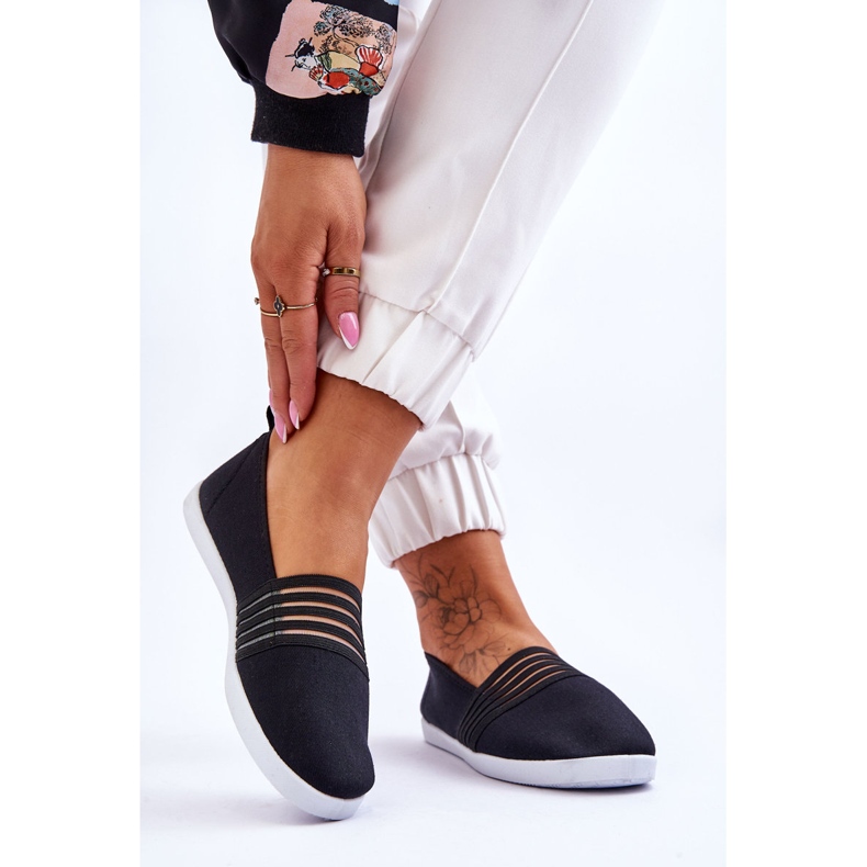 S.Barski Női bebújós textil tornacipő Fekete Lilis 2