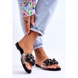 Női papucs díszítő kövekkel S.Barski KV-576-3 Fekete 2