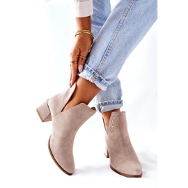 Lewski Shoes Női velúr csizma kivágással Lewski Cappuccino 3074 / B bézs 2