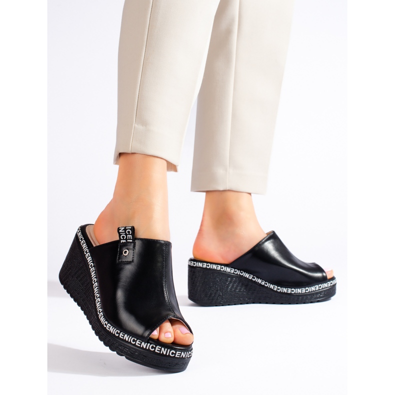 Női fekete Shelovet ékpapucs 2