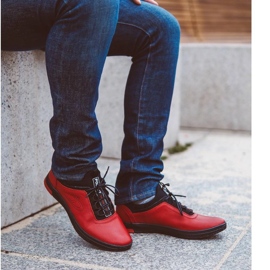 Polbut Piros színű férfi bőr alkalmi cipő K24, fekete alul 1