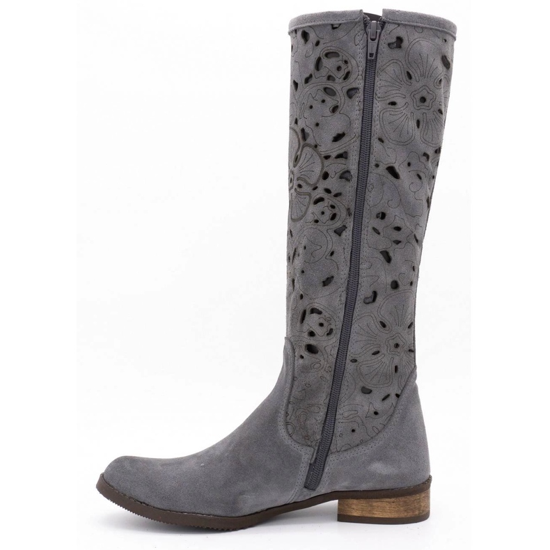 Olivier Női áttört csizma Sötét szürke virágok 1