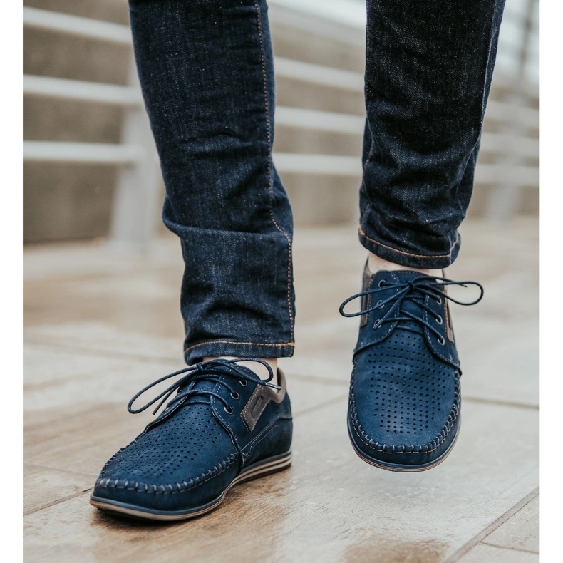 Olivier Férfi bőr cipők 4228 sötétkék 1