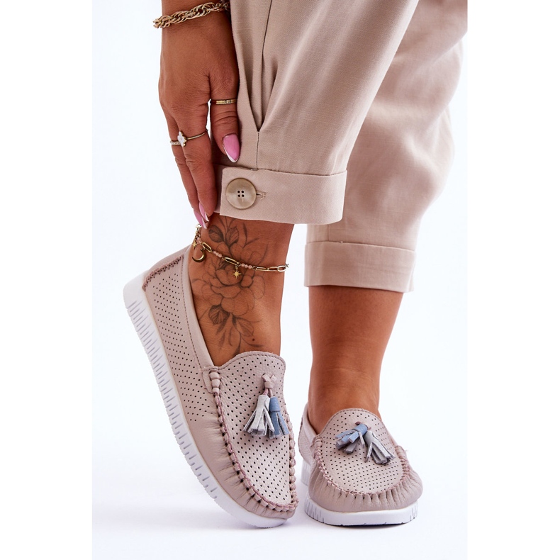 Női áttört bőrcipők, világos rózsaszín Lanzarot 1