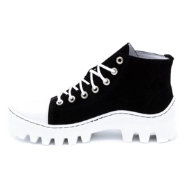 Polbut Bőr női bokacsizma D1 fekete gyöngy 1