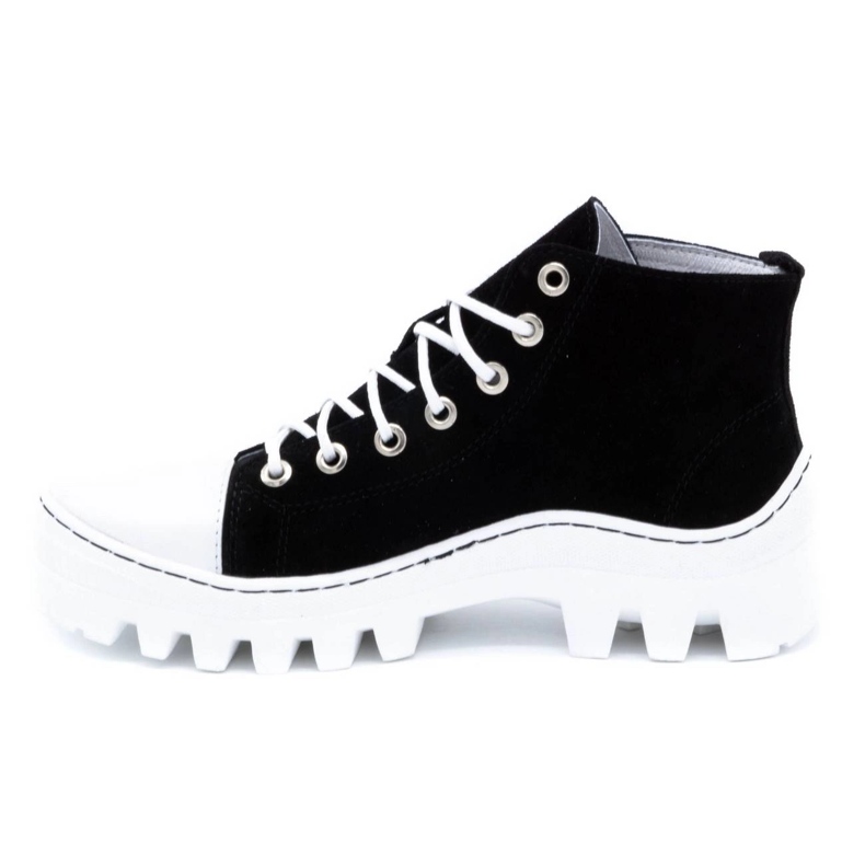 Polbut Bőr női bokacsizma D1 fekete gyöngy 1