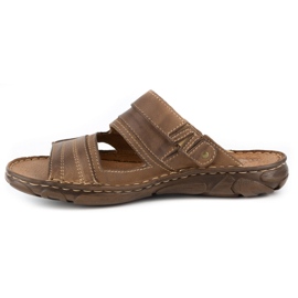 Olivier 460MP barna férfi bőr papucs bézs 1