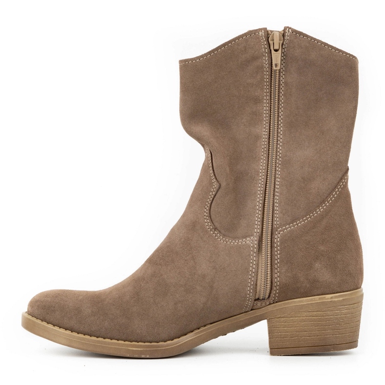 Olivier Női áttört magassarkú Angela barna csizma bézs 1