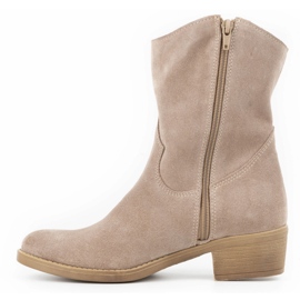 Olivier Női áttört magassarkú Angela bézs színű csizma 1