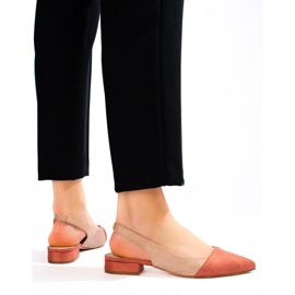 Női nyitott sarkú pumpák Shelovet bézs 1