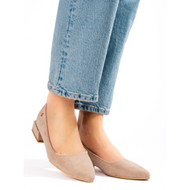 Vinceza Női bézs velúr alacsony sarkú balerinák a Vincezától 2